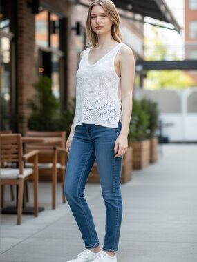 Blu Pepper White Crochet Tank Top